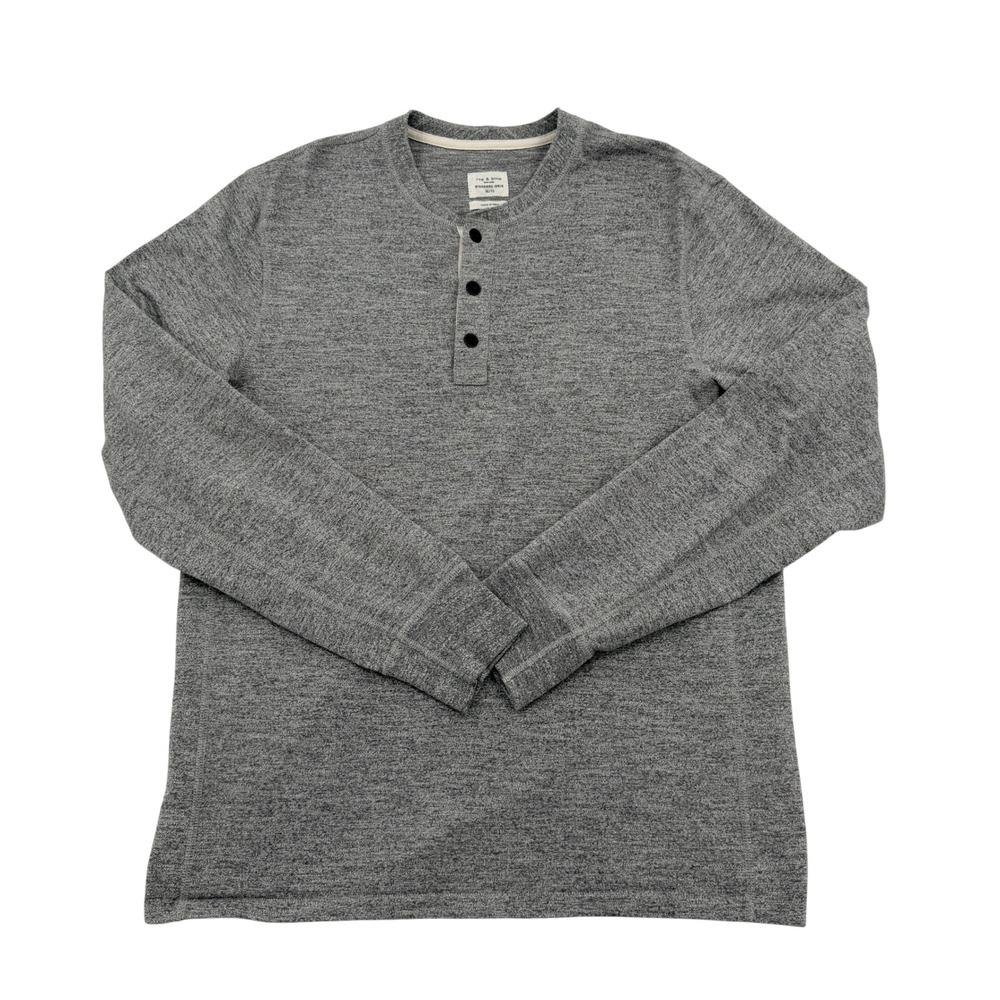 Rag & Bone Standard Issue Henley Shirt Mens XL Gray Long Sleeve Cotton Blend